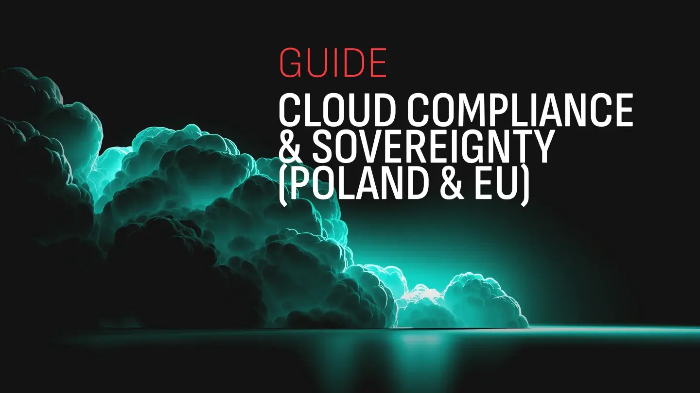 Guide cover: Cloud Compliance & Sovereignty (Poland & EU) with abstract teal cloud graphics.